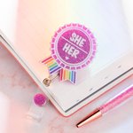 Personalized Retractable Pronoun Badge Reel Swivel Clip LGBTQ and Pride Rainbow