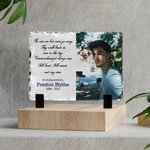 Personalized Goodbyes Are Not Forever Photo Rock Slate Frame in Loving Memory Gift