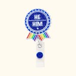 Personalized Retractable Pronoun Badge Reel Swivel Clip LGBTQ and Pride Rainbow