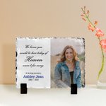 Personalized Goodbyes Are Not Forever Photo Rock Slate Frame in Loving Memory Gift
