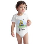 Personalized Classic Winnie The Pooh Short Sleeve Baby Onesie With Name