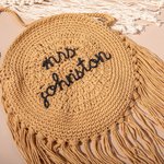 Personalized Embroidery Mrs Handbag with Tassels Bridal Shower Gift Wedding Gift