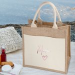 Personalisierte Spiegel Name Liebe Herz Jute Tasche Tote Bag wiederverwendbare Strand Reisen Zubehör Brautparty Muttertag Geschenk für sie