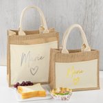 Personalisierte Spiegel Name Liebe Herz Jute Tasche Tote Bag wiederverwendbare Strand Reisen Zubehör Brautparty Muttertag Geschenk für sie