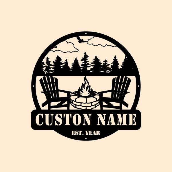 Personalized Campfire Metal Wall Art Sign for Home Decoration