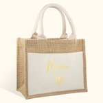 Personalisierte Spiegel Name Liebe Herz Jute Tasche Tote Bag wiederverwendbare Strand Reisen Zubehör Brautparty Muttertag Geschenk für sie