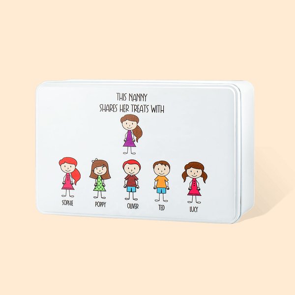 Boîte à biscuits en métal personnalisée avec noms et images de dessins animés