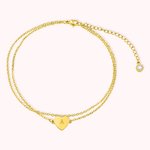 Bracelet de Cheville Personnalisé avec Pierre de Naissance et Initiale sur Breloque Cœur Bracelet Réglable pour Femme Cadeau Anniversaire Fête