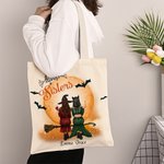 Personalisierte Halloween immer Schwestern Canvas Tasche