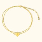 Personalised Heart Initial Adjustable Anklet with Birthstone for Women