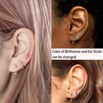 Personalized Birthstone Ear Studs Set of 3 Gifts for Her