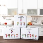 Personalisierte Keksdose aus Metall mit Namen und Cartoon-Bildern