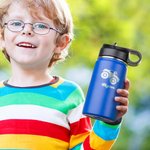 Personalized Stainless Steel Insulated Kids Water Bottle with Straw Lid 12 Ounces Christmas Gift