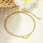 Personalised Heart Initial Adjustable Anklet with Birthstone for Women