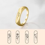 Personalised Birth Month Flower Signet Stackable Ring Gift for Her