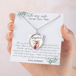Personalized Baby Bear Birthstone Necklace with Message Card Push Present Gift for New Mom