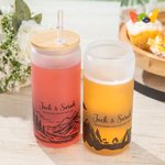 Personalized Adventure Glass with Lid and Straw for Wedding Gift