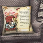 Taie d'oreiller personnalisée Alice au Pays des Merveilles, avec impression de lettres.