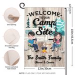 Personalisierte Willkommen auf unserem Campingplatz Camping Paar Gartenfahne im Freien Yard Decor Geschenk für Camping-Liebhaber