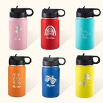 Personalized Stainless Steel Insulated Kids Water Bottle with Straw Lid 12 Ounces Christmas Gift