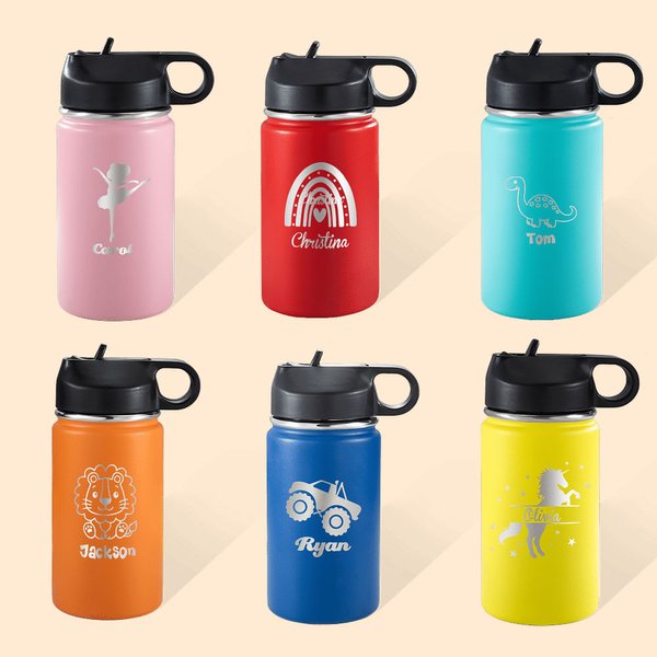 Stainless Steel Insulated Kids Water Bottle with Straw Lid - Christmas Gift