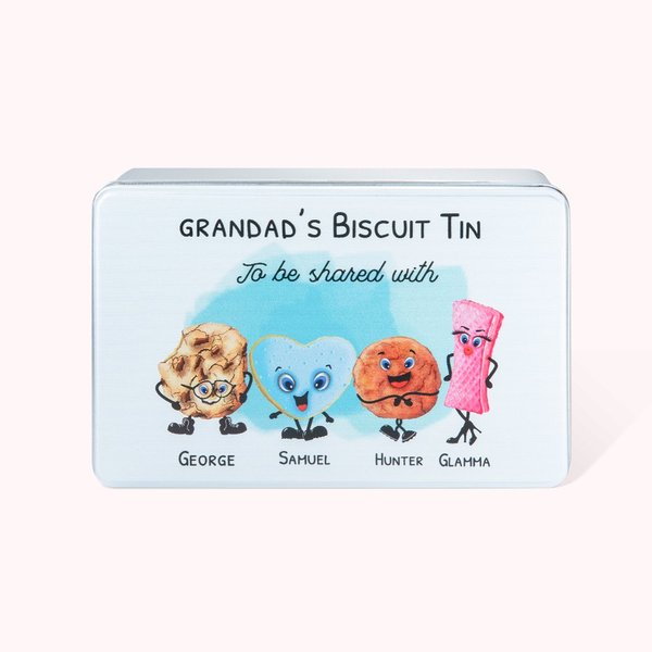 Boîte à Biscuits en Métal de Qualité Alimentaire Boîte Personnalisée avec Nom Texte et Personnages Cadeau d'Anniversaire Noël pour la Famille