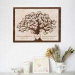 Personalized Family Tree Frameless Canvas Painting  with Heart Names Decoration