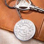 Personalized The Moment You Became My Daddy Footprint Clock Engraved Keychain with Text or Photo First Father's Day Gift for Dad