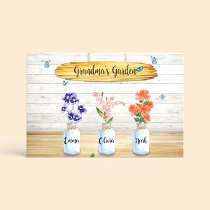 Quadro personalizzato su tela del giardino di famiglia con fiore di nascita e nome