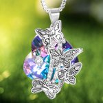 Personalisierte Geburtsmonat-Schmetterling Kette mit Herz-Kristall und Namen Gravur Geburtstag Jahrestag Muttertag Geschenk für Damen Mutter Oma