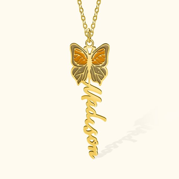 Collana con farfalla personalizzata con nome del mese di nascita Regalo per lei