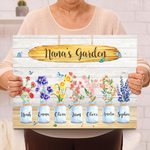 Personalised Family Garden Canvas Painting with Birth Flower and Name