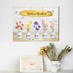 Personalised Family Garden Canvas Painting with Birth Flower and Name