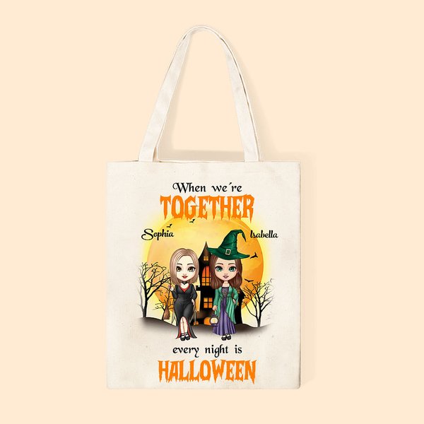 Bolsa de lona personalizada de Halloween Cuando estamos juntos todas las noches son Halloween