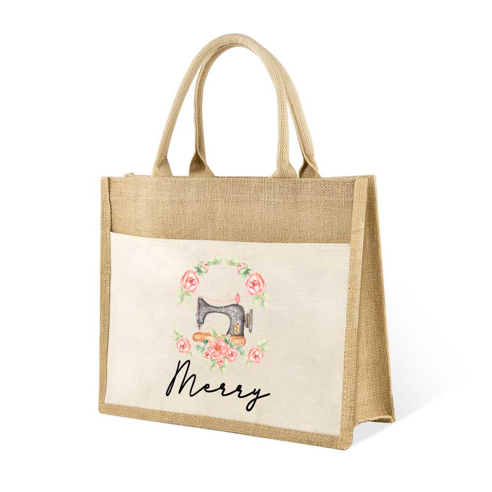 Personalisierte Jute-Einkaufstasche | Bestickt Mit Deinem Text | Wiederverwendbar, Wasserabweisend | Größen S, M, L