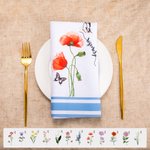 Mois de Naissance Personnalisé Fleur Fleuri Tissu Noms Serviettes Lot de 2