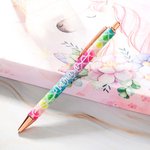 Personalisierte Glitter Regenbogen Leopard einziehbare Kugelschreiber mit Namen Satz von 2 Geburtstag zurück zu Schule Büro Geschenk für Lehrer Krankenschwester Kollege