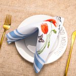 Mois de Naissance Personnalisé Fleur Fleuri Tissu Noms Serviettes Lot de 2