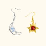 Pendientes colgantes personalizados Sol y Luna de cristal envueltos en alambre