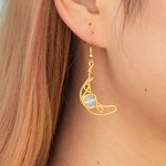 Pendientes colgantes personalizados Sol y Luna de cristal envueltos en alambre