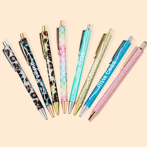 Henkilökohtainen Glitter Rainbow Leopard sisäänvedettävä kuulakärkikynät kanssa nimi 2 Syntymäpäivä takaisin kouluun toimisto lahja Opettaja Sairaanhoitaja kollega