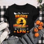 Personalised My Broom Broken So I Became A Nurse Funny Halloween Shirt with Witches Design for RN Nurse Medical Workers