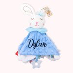 Personalisiertes Niederliches Baby Tröster Schmusetuch mit Namen Kaninchen Mäuschen Schlaf Schnuffeltuch Geschenk für Kleinkinder Neugeborene