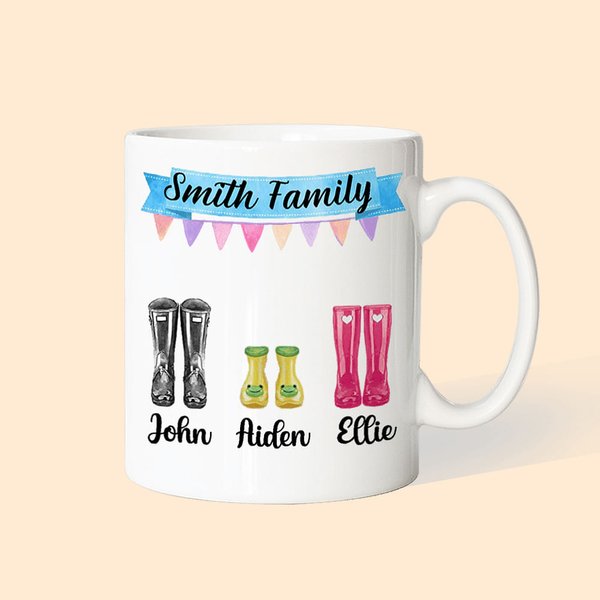 Family Mug Coffee Mug Rain Boots Mother's Day Father's Day