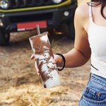 Personalisierte Rindsleder Becher mit Strohhalm Becher für Geburtstagsgeschenk