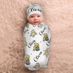 Personalized Classic Winnie the Pooh Baby Swaddle Blanket Set Gifts for Newborn