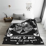 Personalized  Till Death Do Us Part Couple Skull Gothic Style Fleece Blanket Valentine's Day Gift for Couple
