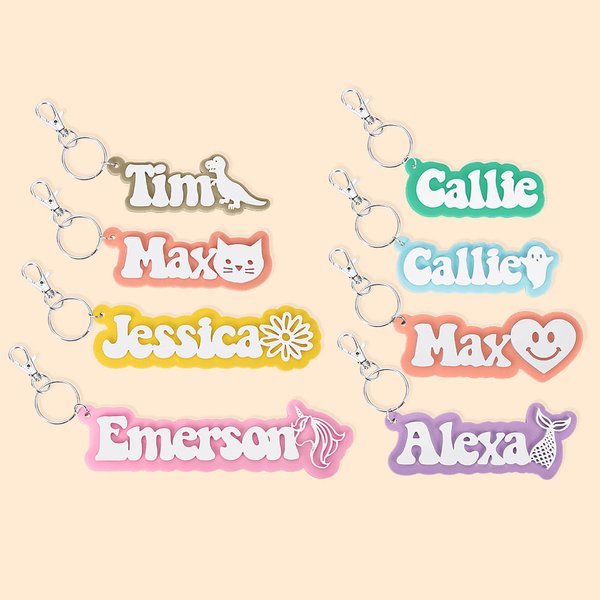 Personalised Acrylic Backpack Tag Name Keychain