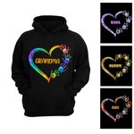 Personalized Colorful Heart Hand Print 100% Cotton T-Shirt Hoodie with Title and Kid Names Mother's Day Gift for Mom Grandma