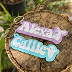 Porte-clés personnalisé en acrylique pour sac à dos avec étiquette et nom